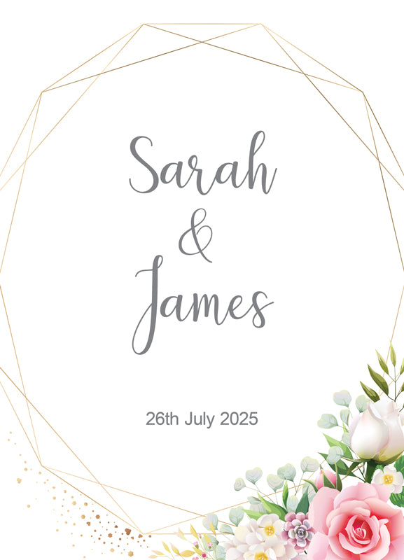 Floral Rose Personalised Aisle Runner Text