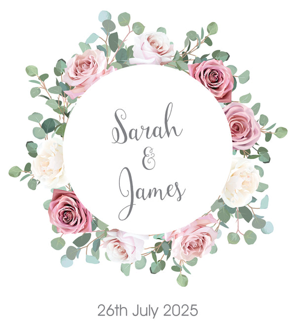Pink & White Rose Personalised Aisle Runner Text