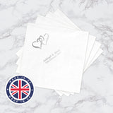 Personalised Serviettes - Entwined Hearts, Available in White or Cream