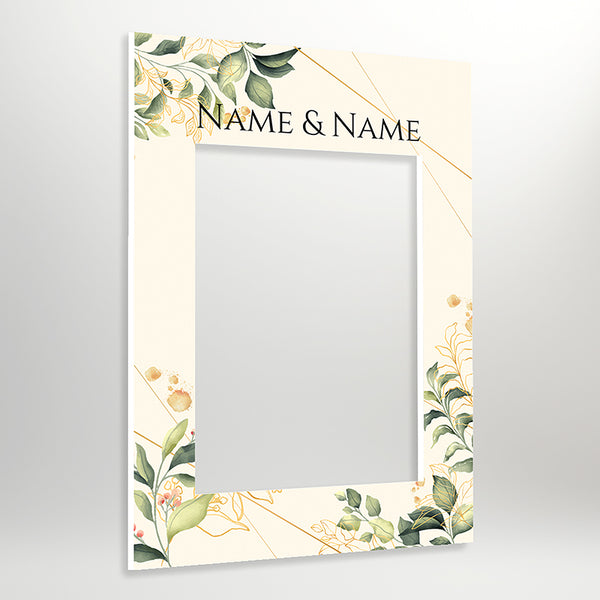 Green Leaves Selfie Frame, Personalised Wedding Selfie Frames, Made to Order Selfie Frame - Choose from 2 Sizes