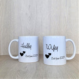 Two Hearts Hubby & Wifey Personalised Mugs