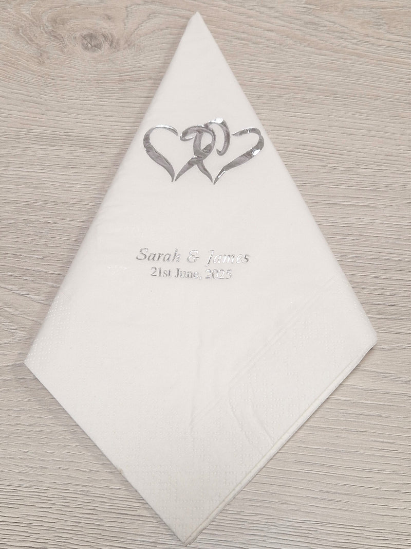 Personalised Serviettes - Entwined Hearts
