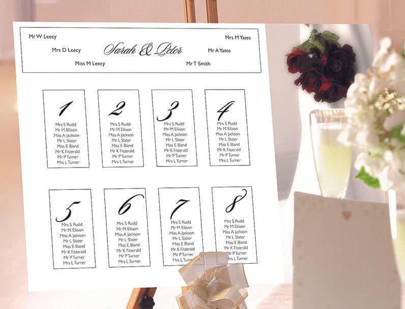 Red Bouquet Wedding Table Plan.