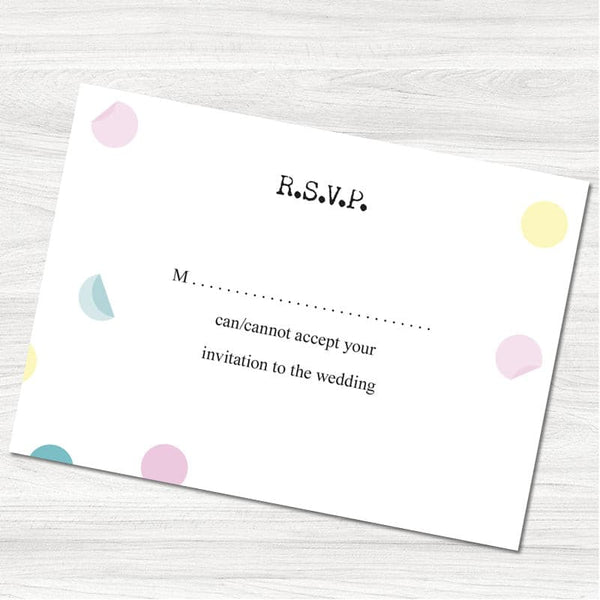 Confetti Wedding Reply Card.