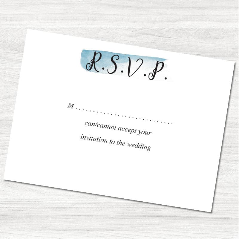 Fajrina Blue Wedding Reply Card.