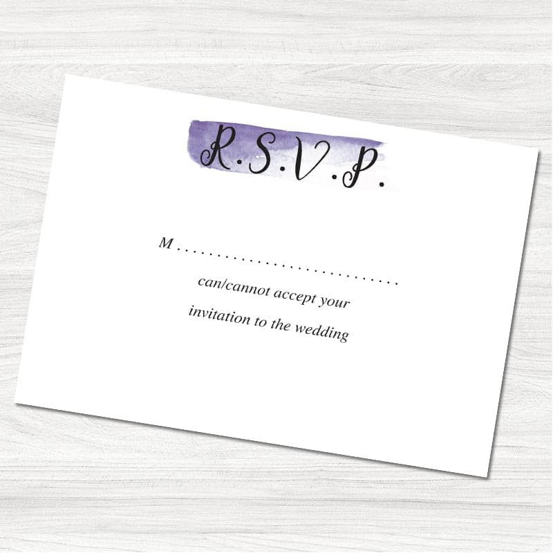 Fajrina Purple Wedding Reply Card.