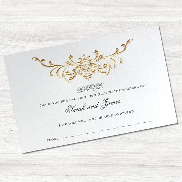 Golden Damask Reply Card.
