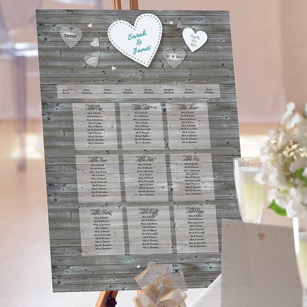 Paper Hearts Wedding Table Plan.