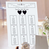 Ribbons Wedding Table Plan.