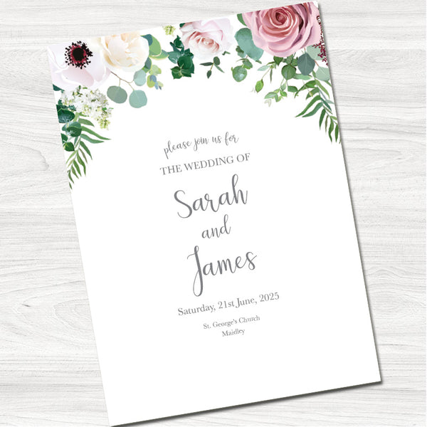 Floral Arch Wedding Day Invitation-Front