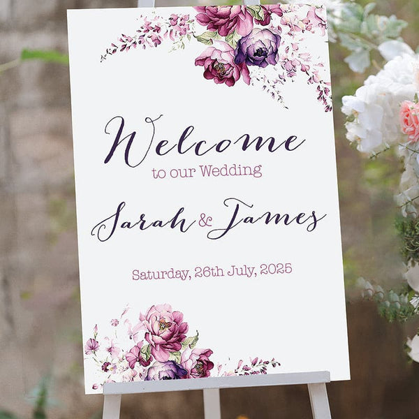 Vintage Flowers Welcome to Our Wedding Sign.