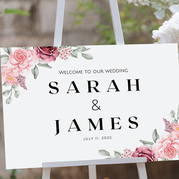 Elegant Flowers Welcome to Our Wedding Sign