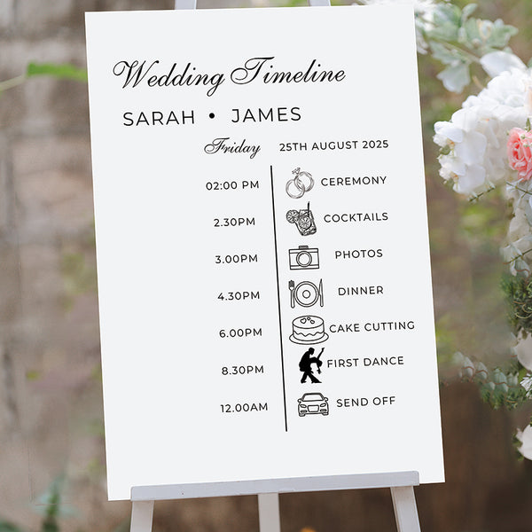 Wedding Timeline Order of the Day Sign
