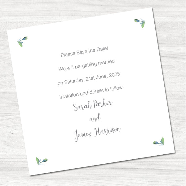 Greenery Wedding Save the Date Card-Inside