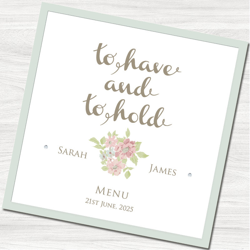 To Have and To Hold Menu Card