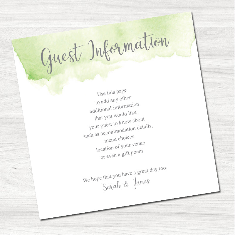 Lillie Mae Green Guest Information Card