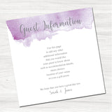 Lillie Mae Purple Guest Information Card