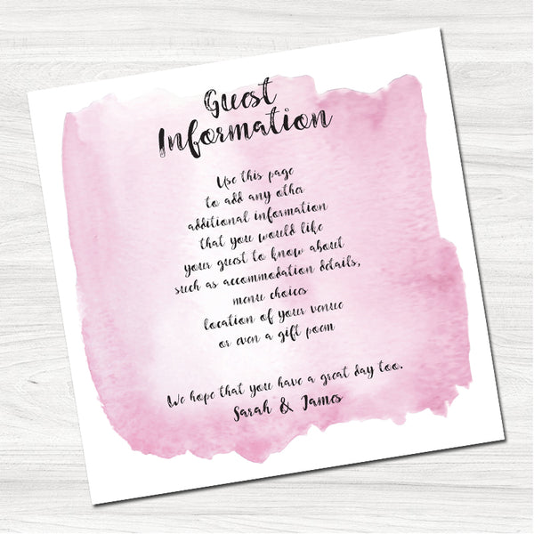 Tintin Pink Guest Information Card