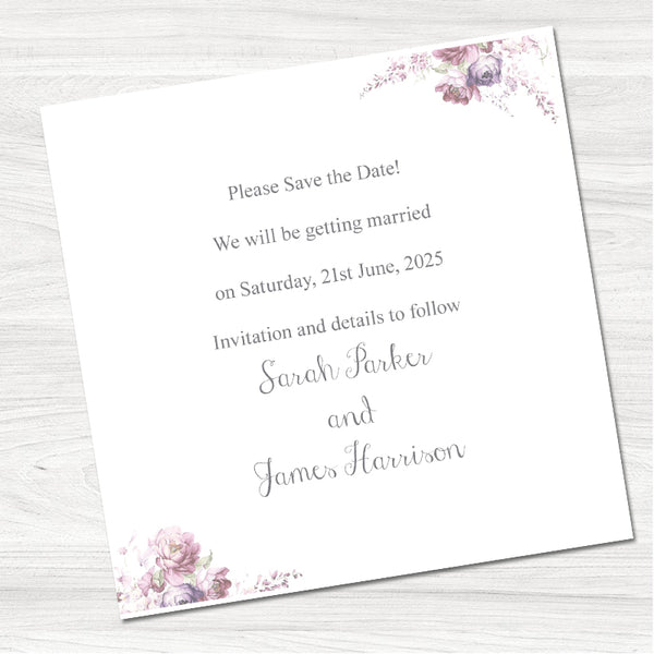 Vintage Flowers Save the Date Card-Inside