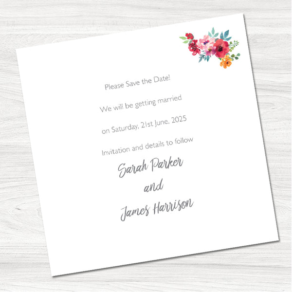 Water Colour Bouquet Save the Date-Inside