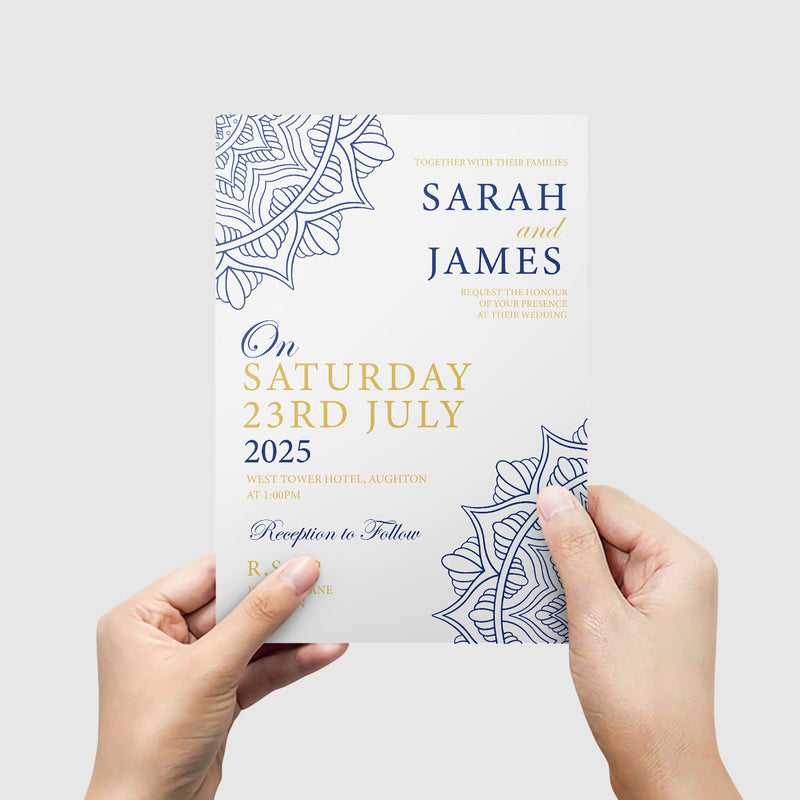 Navy & Gold Mandala Wedding Invitation