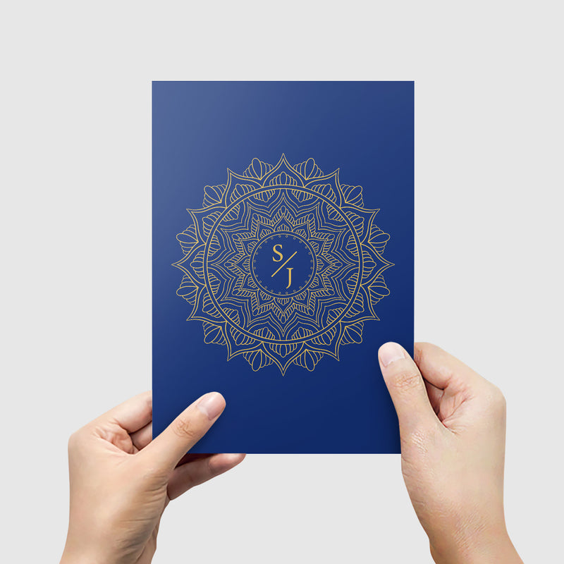 Navy & Gold Mandala Wedding Invitation