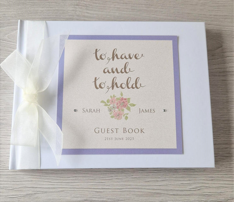 To Have and to Hold Personalised Guestbook - Purple