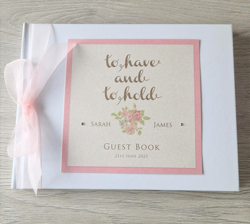 To Have and to Hold Personalised Guestbook - Pink