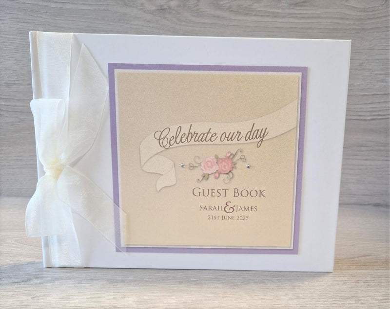 Celebrate Personalised Wedding Guest Book - Purple