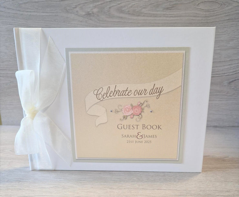 Celebrate Personalised Wedding Guest Book - green