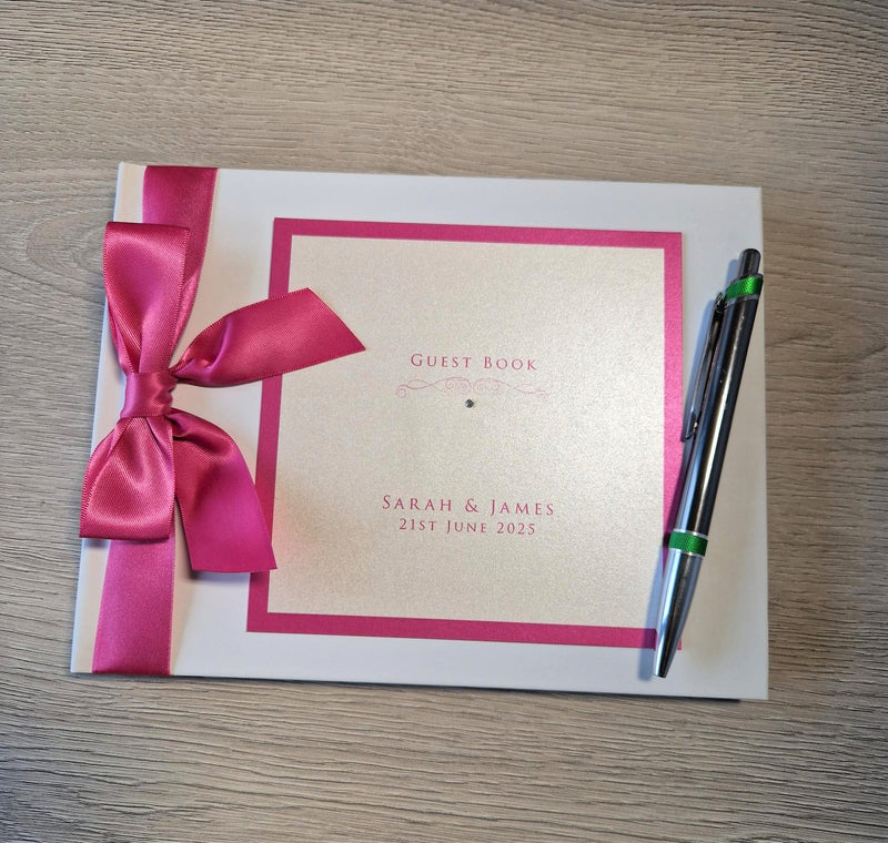 Imogen Fuchsia Personalised Wedding Guest Book