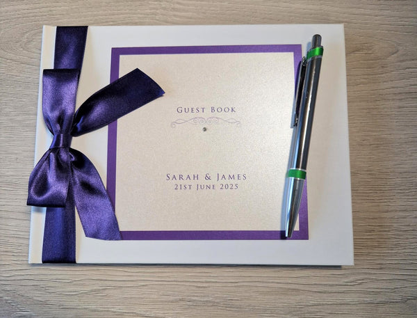 Imogen Purple Personalised Wedding Guest Book