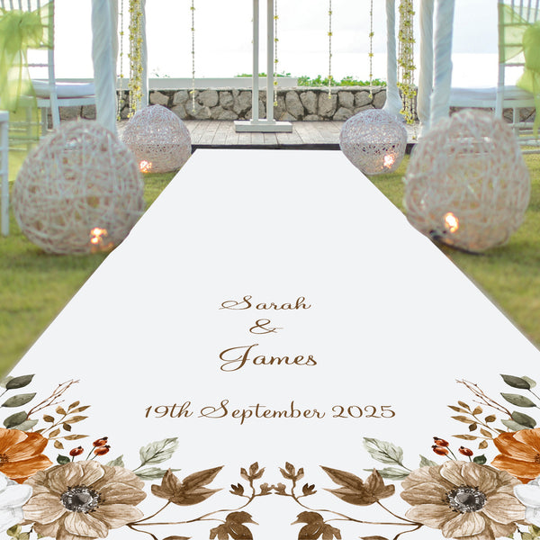 Autumn Flowers Personalised Aisle Runner