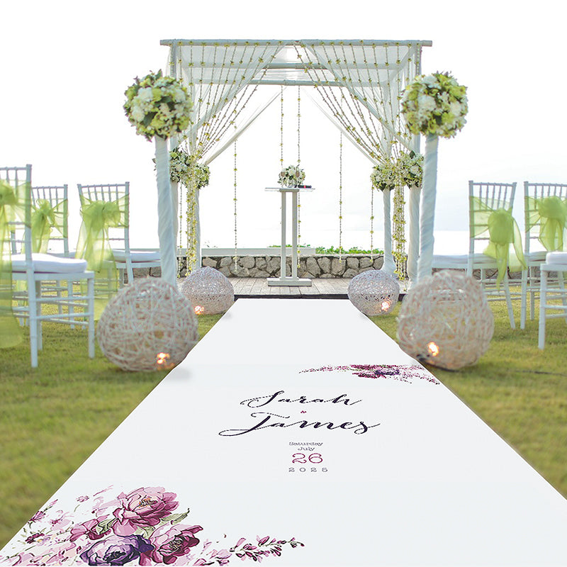 Vintage Flowers Personalised Wedding Aisle Runner
