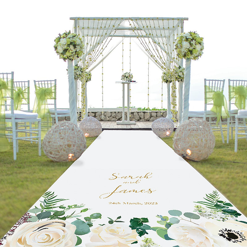 Floral Cream Wedding Aisle Runner