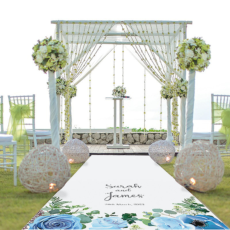 Floral Arch Personalised Aisle Runner - Blue