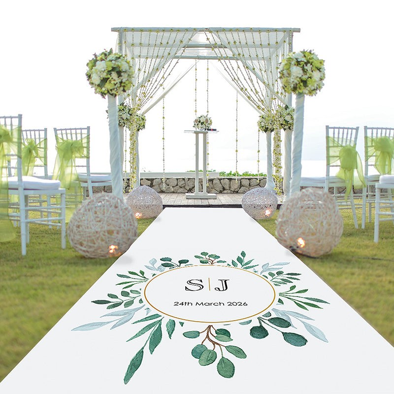 Eucalyptus Personalised Wedding Aisle Runner Bride and Groom Direct