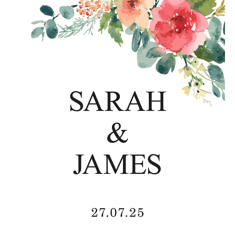 Watercoloured Flowers Personalised Wedding Aisle Runner