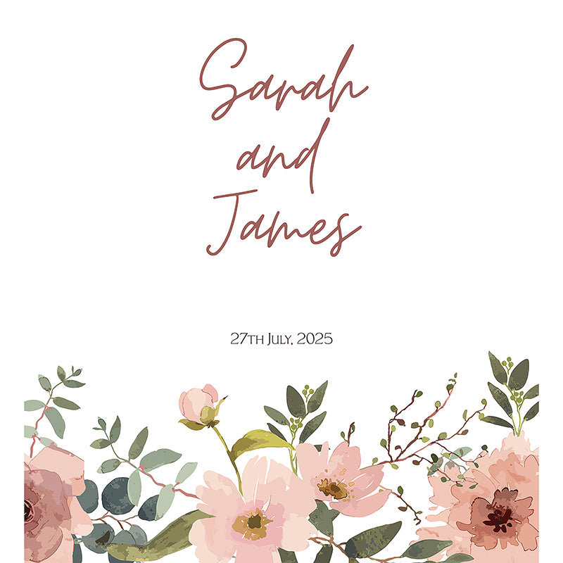 Dusky Pink Floral Personalised Aisle Runner