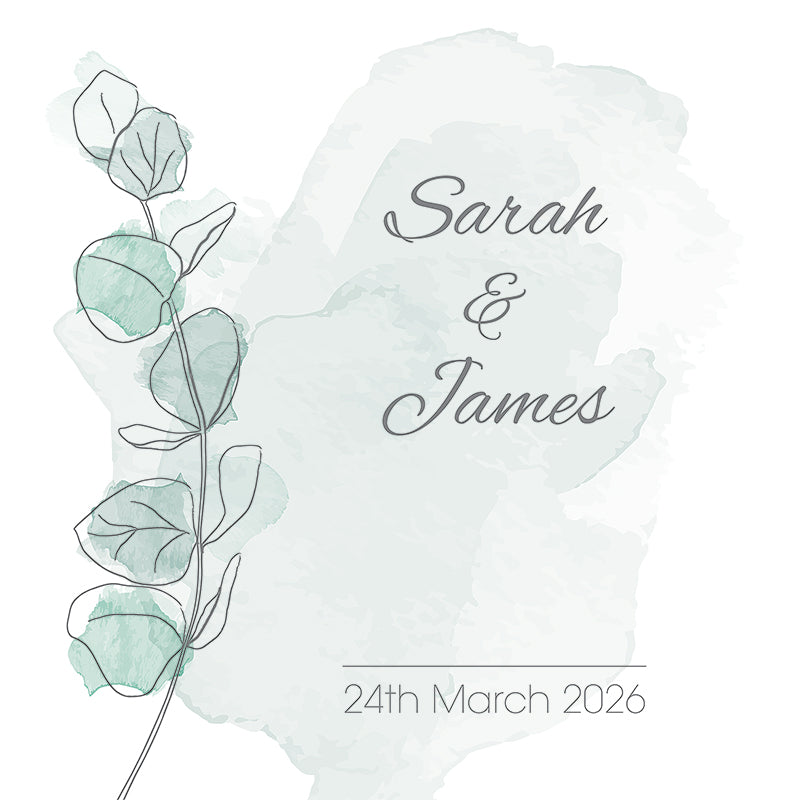 Eucalyptus Branch Personalised Wedding Aisle Runner - Flat Image