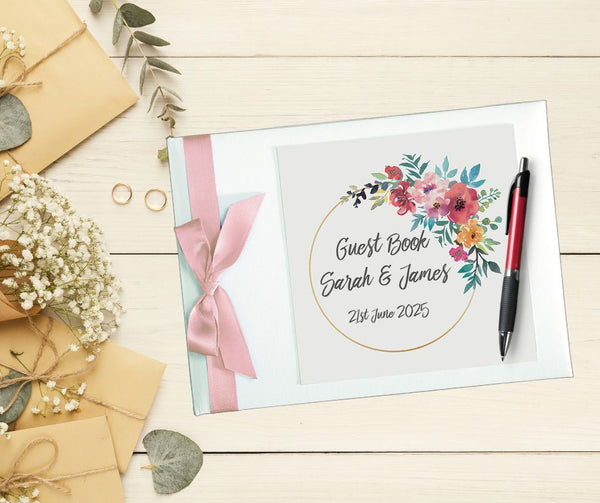 Watercoloured Bouquet Personalised Guest Book