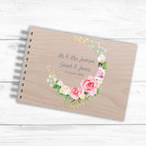 Floral A5 Personalised Wooden Guest Book
