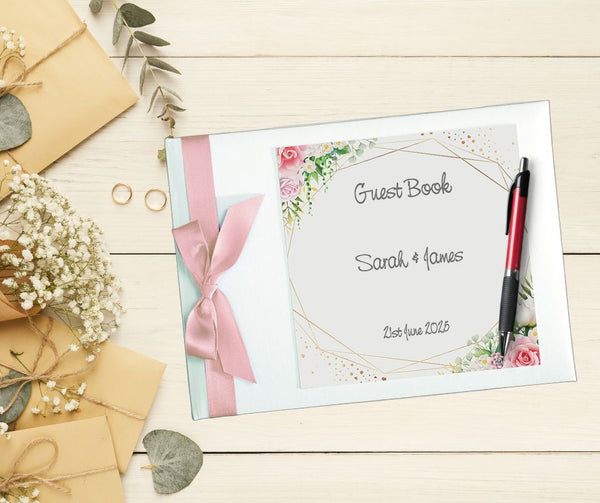 Floral Rose Personalised Wedding Guest Book