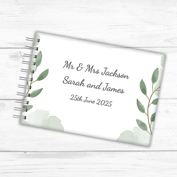 Green Leaves A5 Personalised Acrylic Guest Book