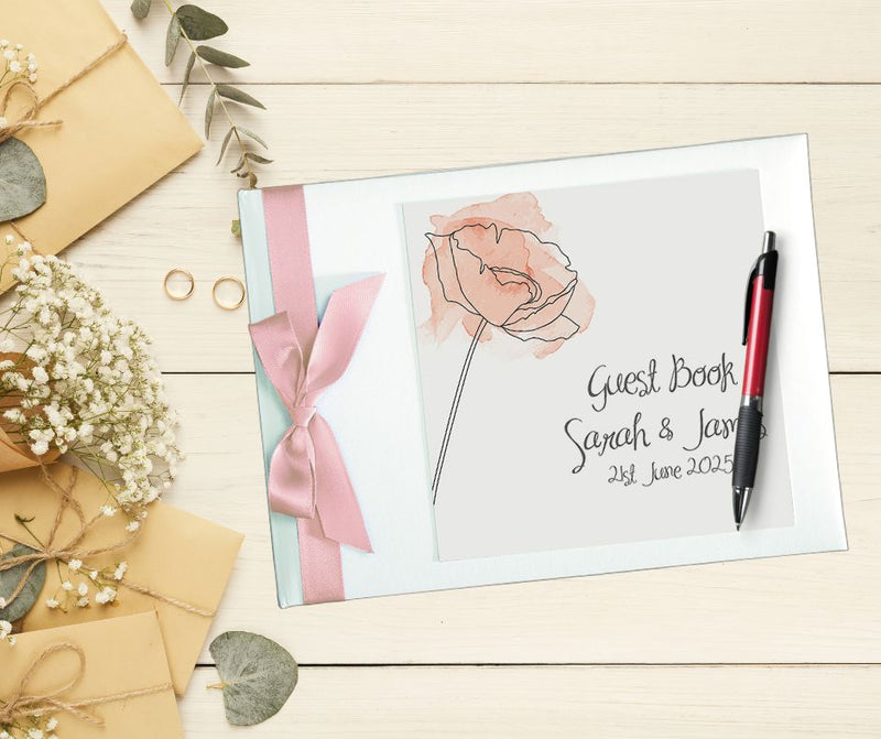 Red Poppies Personalised Wedding Guest Book