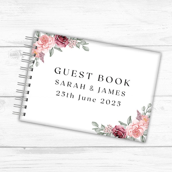 Elegant Flowers Frosted Acrylic Guest Book