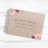 Elegant Flowers Wooden Guest Book