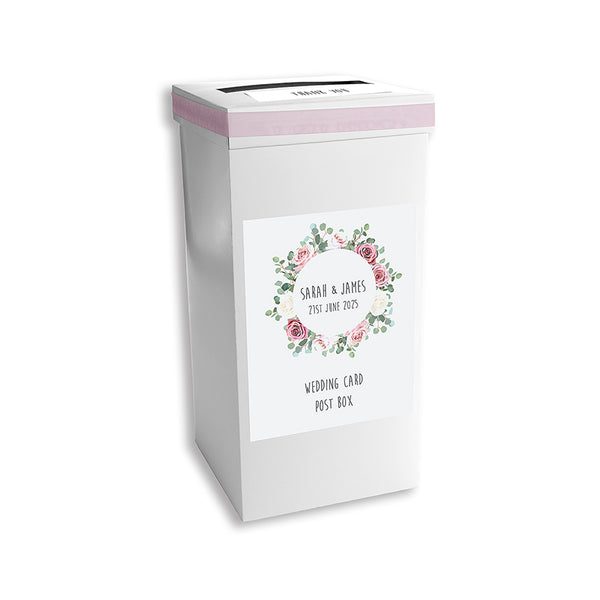 Pink and White Roses Wedding Post Box
