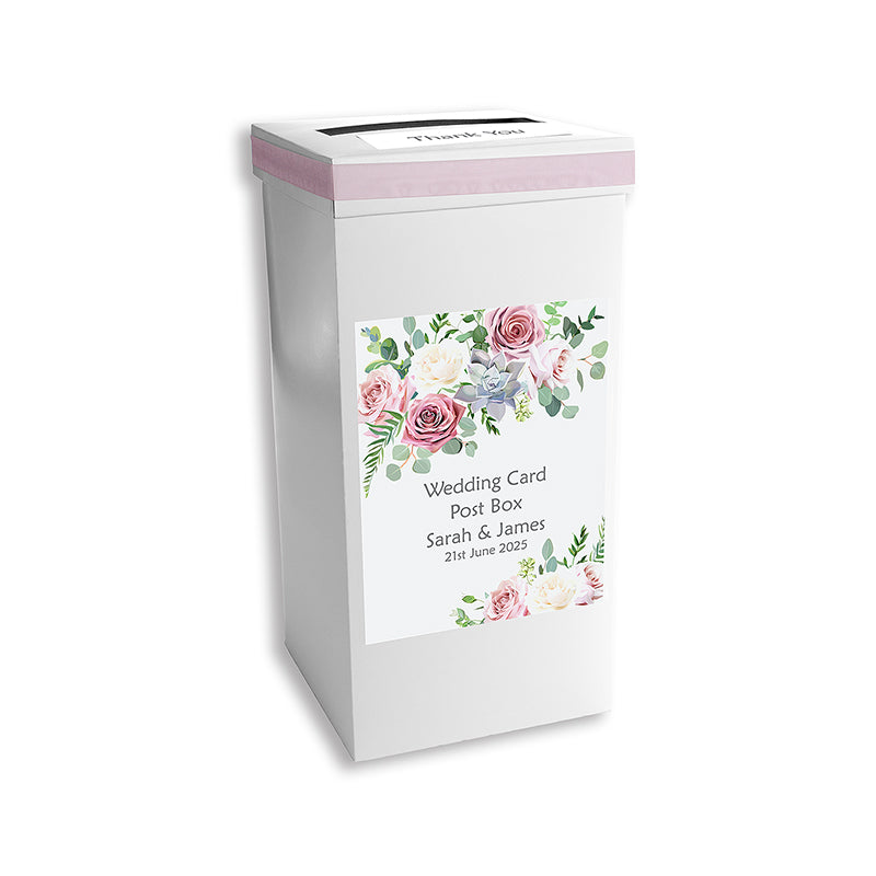 Dusky Pink Roses Personalised Wedding Postbox