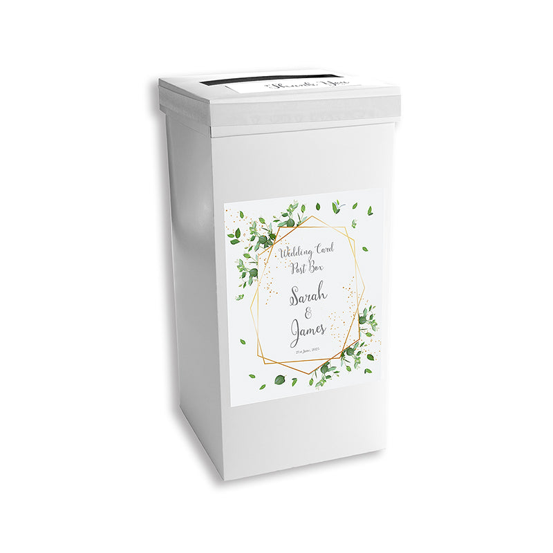 Greenery Geometric Personalised Wedding Postbox